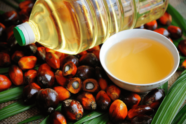 Palm kernels, seeds of the oil palm fruit, are used to make palm kernel oil, a nutritious cooking oil with various health benefits.